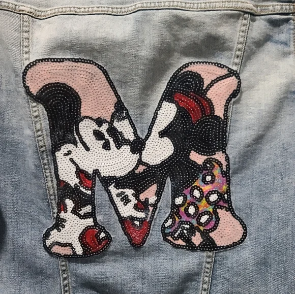 Disney Mickey And Minnie Sequin Patch Denim Jacket - Picture 2 of 4